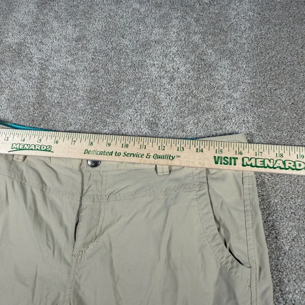 Eddie Bauer Travex Pants Womens 8 (33x32) Beige Roll Up‎ Tab Hiking Utility READ